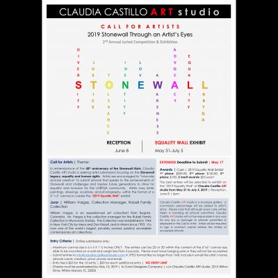 DEADLINE EXTENDED | CALL FOR ARTISTS | 2019 Stonewall Through an Artist's Eyes | EQUALITY WALL EXHIBIT