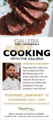 Cooking with The Galleria Free Facebook Live with Chef Elvis Bravo on January 12 at 2 p.m.