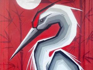 Japanese Crane - mural on NW 5th