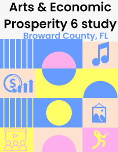 Graphic showing arts and economic pink and blue and yellow boxes