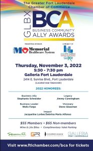 The GLBX of the Greater Fort Lauderdale Chamber of Commerce Business Community Ally Awards